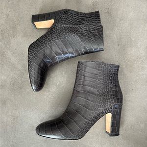 Made in Italy Boots| Like New| Croc Embossed Leather| Size 39